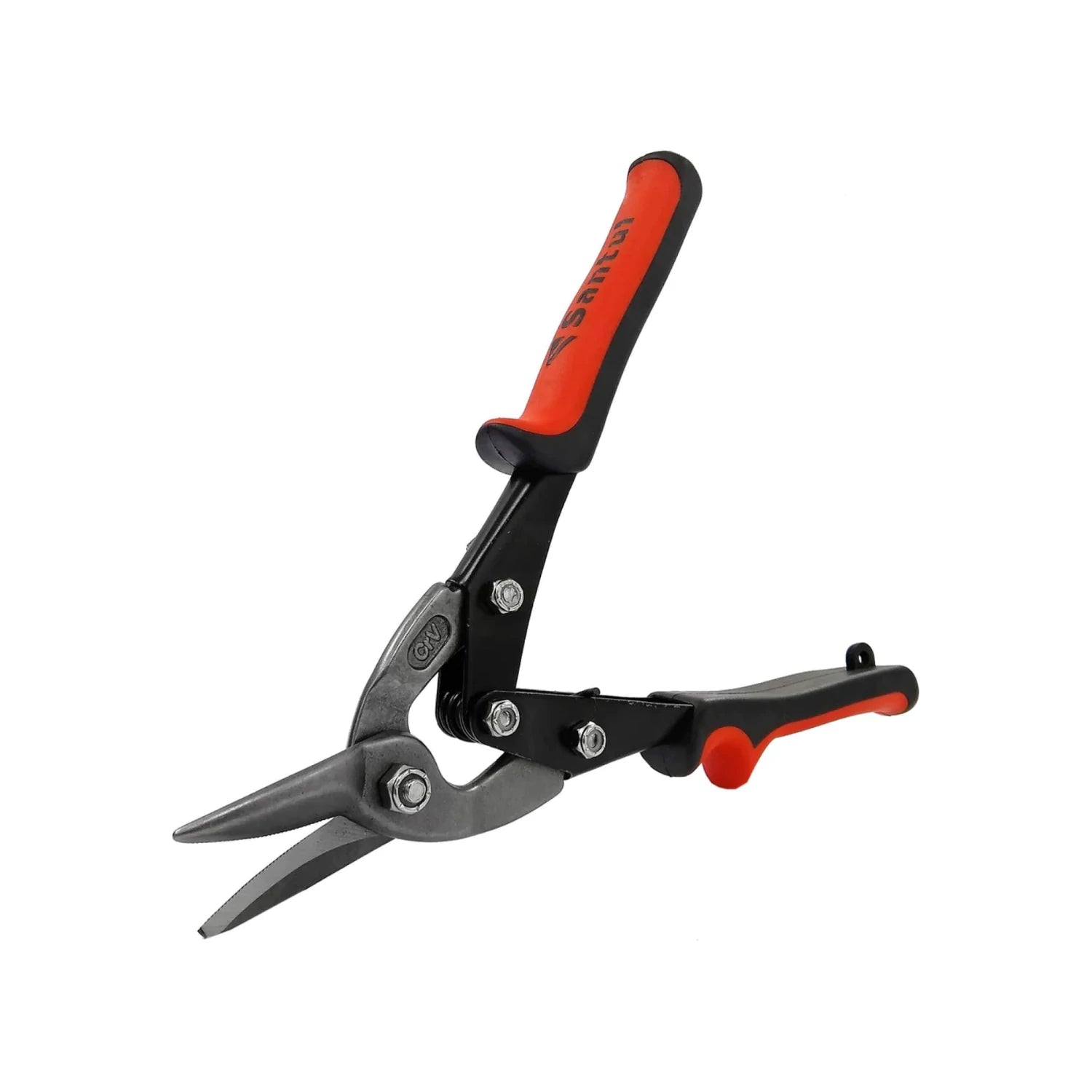 Tijera de aviación derecha Santul para cortar chapa y metal, mangos ergonómicos negros y rojos