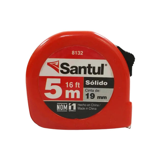 Flexómetro Santul rojo 5m (16ft) cinta 19mm, modelo 8132, para medir distancias