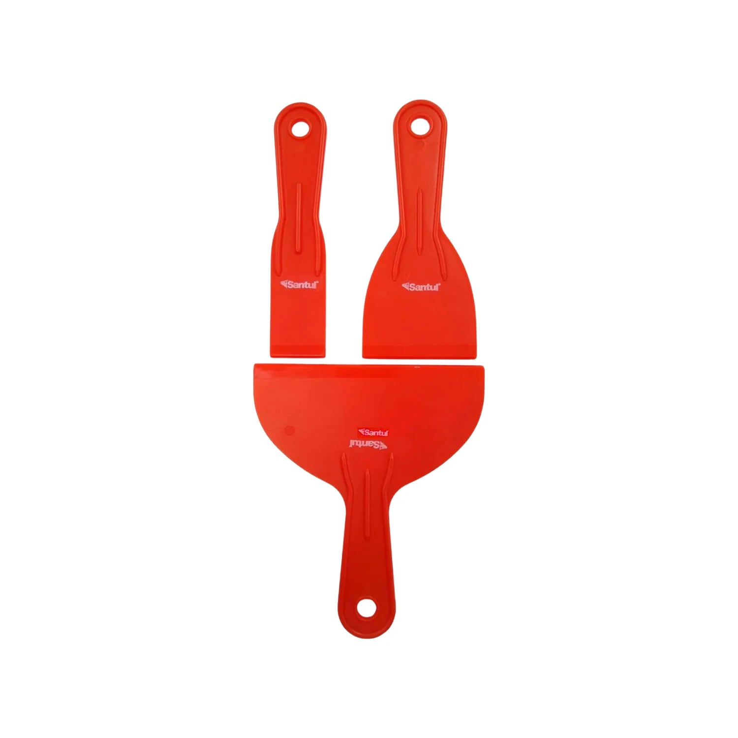 Juego de 3 espátulas de plástico Santul naranjas de diferentes tamaños para masilla o aplicación de recubrimientos