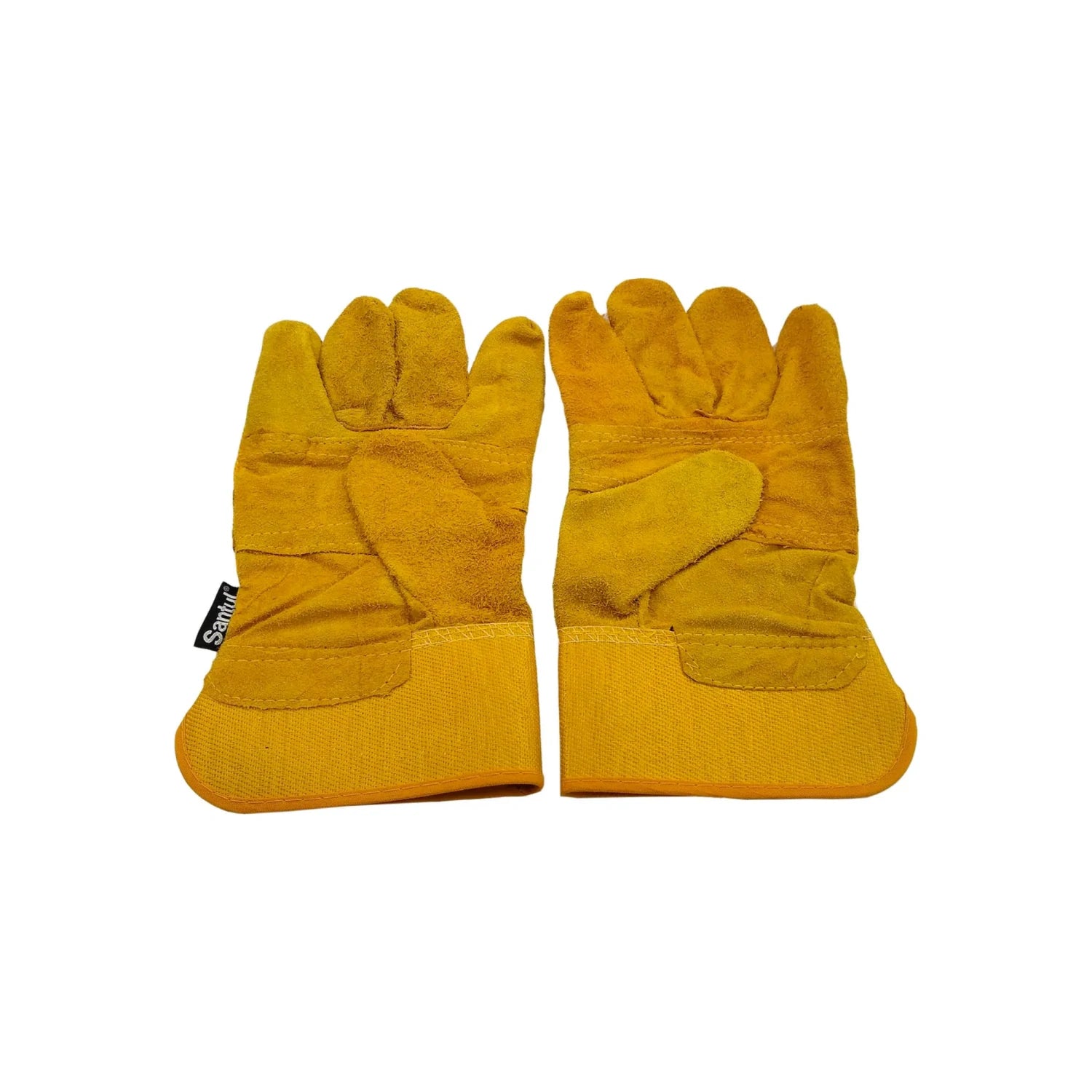 Guantes de carnaza cortos Santul amarillos, ideales para protección en construcción, soldadura o jardinería