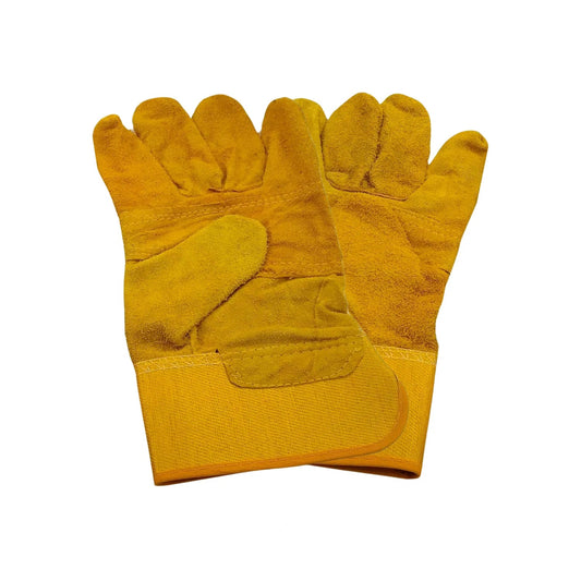 Guantes de carnaza cortos amarillos para trabajo y protección de manos