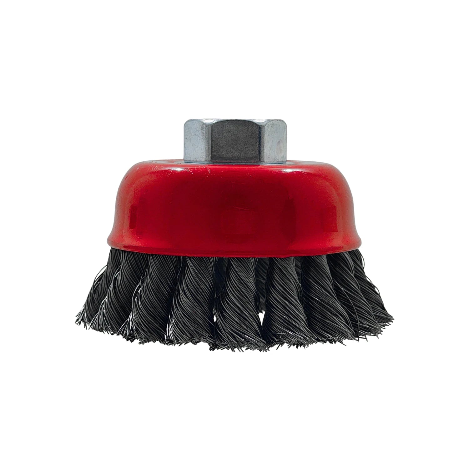 Carda de copa trenzada roja para esmeriladora, cepillo de alambre negro para desbaste y limpieza