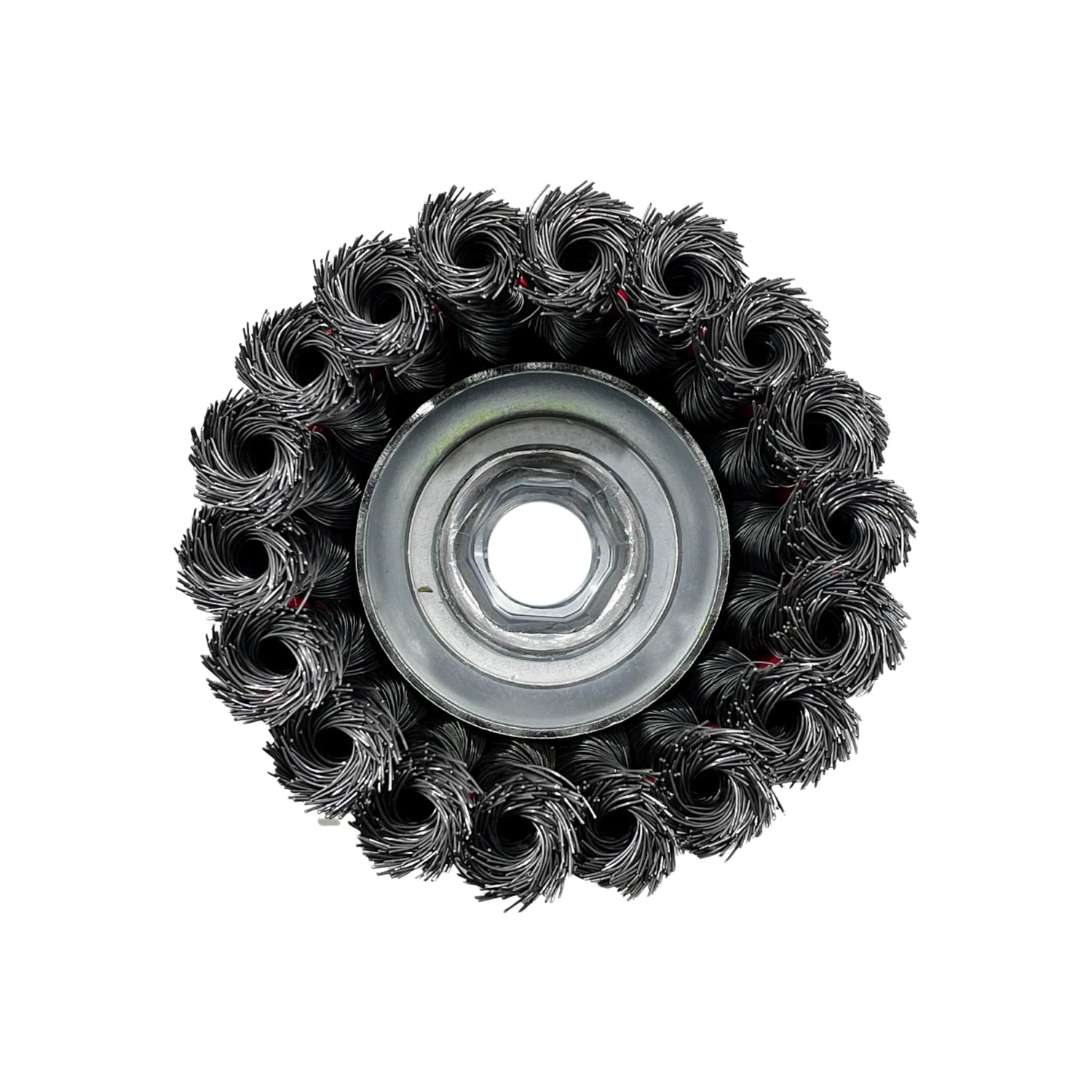 Carda de copa con alambres anudados para esmeriladora angular, desbaste de metal y remoción de óxido