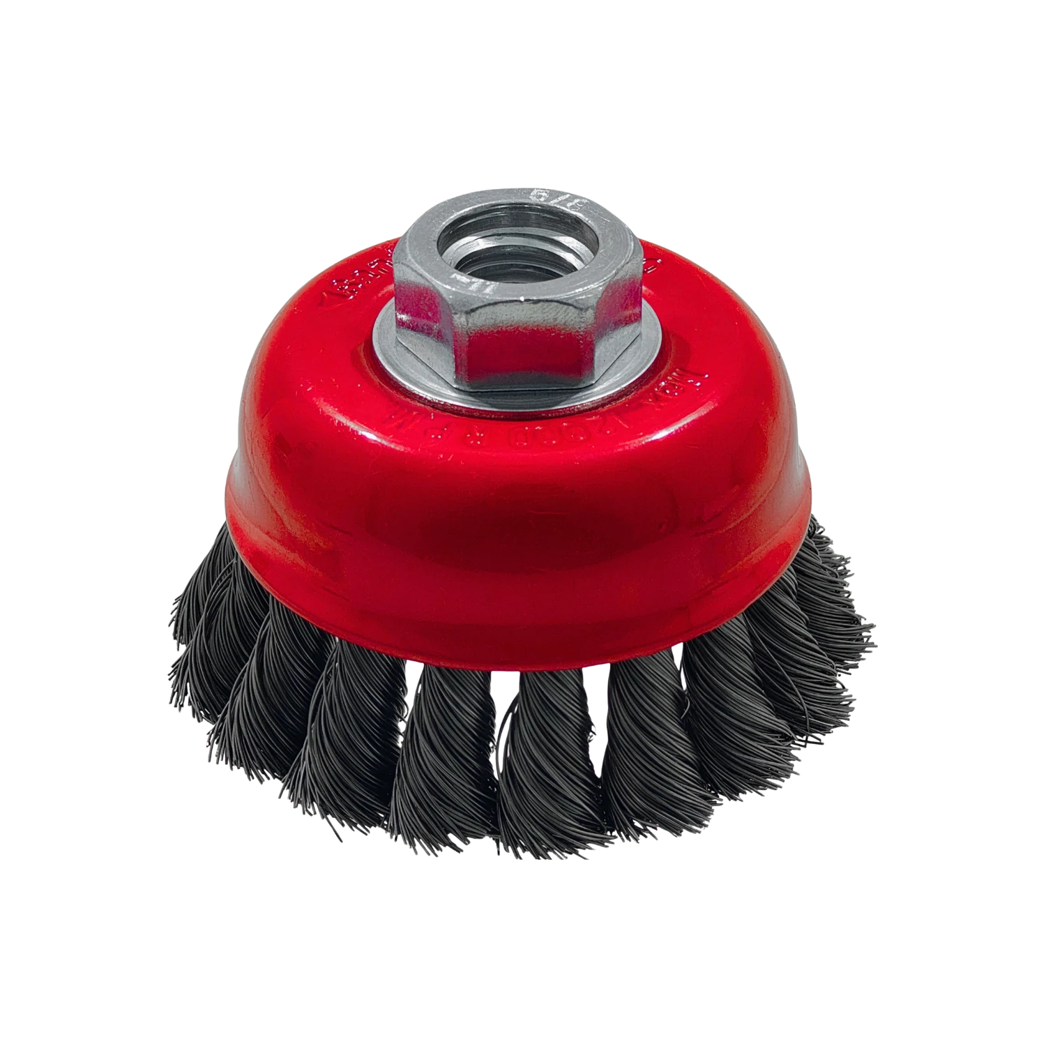 Carda de copa con alambre trenzado para esmeriladora, cepillo de desbaste rojo para metal