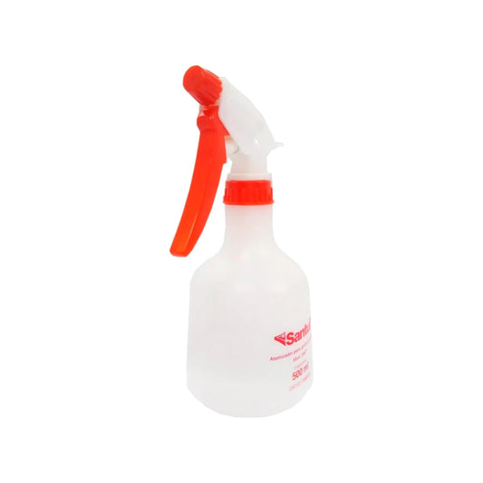 Bomba fumigadora manual Santul 500 ml de plástico blanco con cabezal rociador de gatillo naranja
