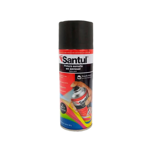 Pintura en aerosol Santul negro mate 300ml esmalte para metal y madera, uso interior y exterior, acabado duradero