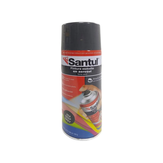 Pintura en aerosol esmalte Santul gris oscuro 300ml, sin plomo, fácil aplicación para interior y exterior.