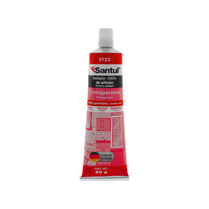 Sellador de silicón transparente Santul 85g para baño, cocina y ventanas de uso general