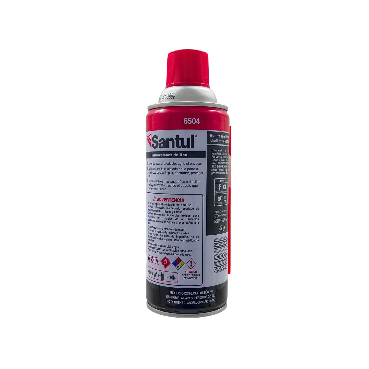 Aflojatodo Santul 6504, lubricante multiusos dieléctrico en aerosol, lata roja y plateada