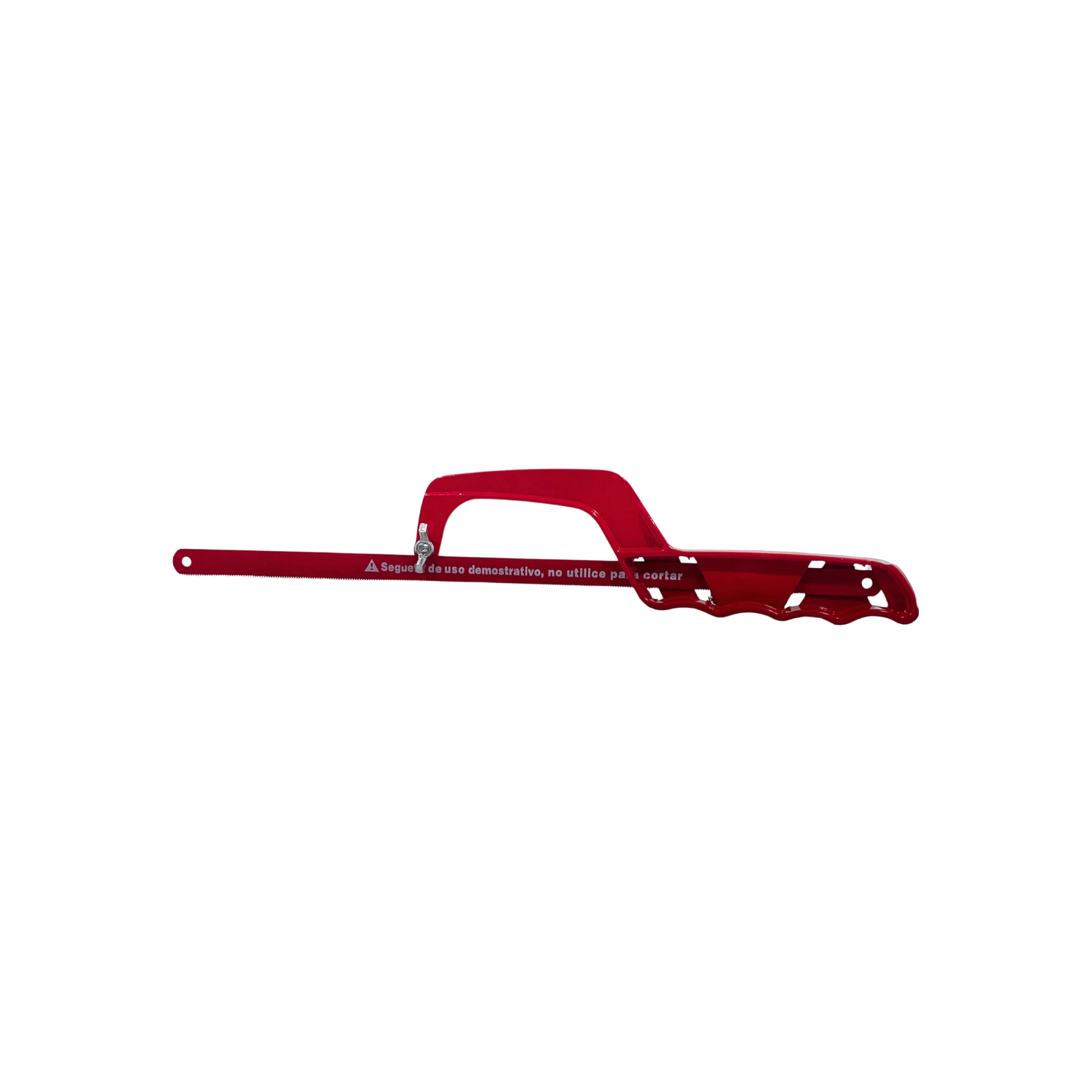 Arco de segueta rojo de aluminio 12" con hoja de demostración, no apto para cortar