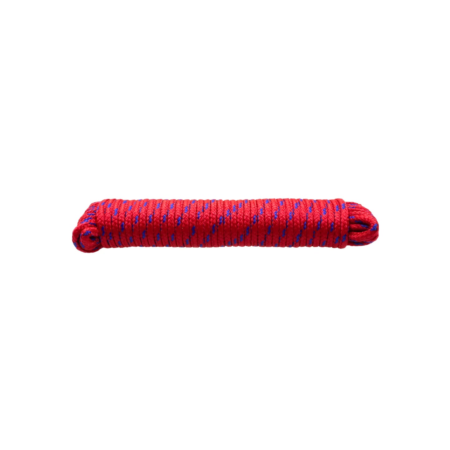Cuerda de poliéster roja con hilos azules 6mm x 15 metros para uso general en ferretería