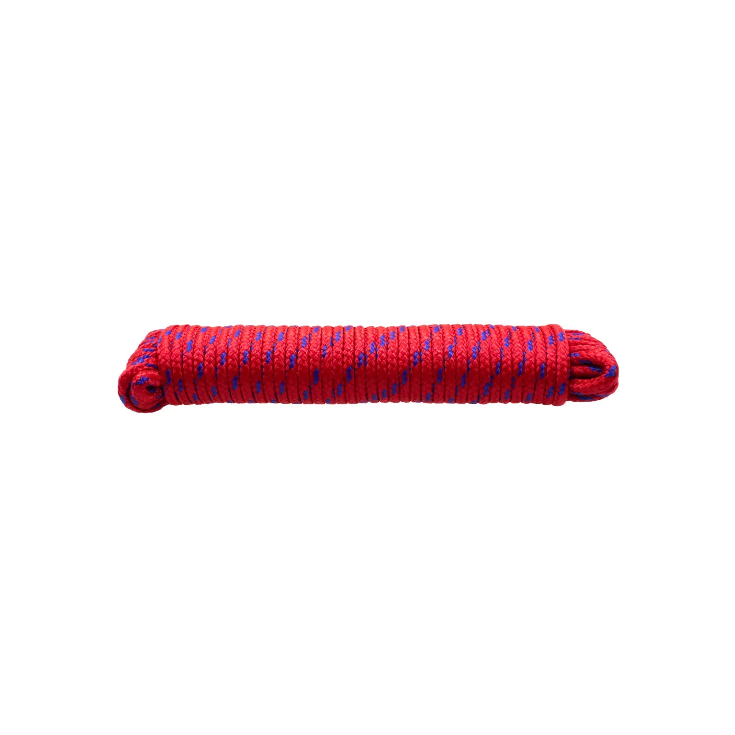 Cuerda de poliéster roja con hilos azules 6mm x 15 metros para uso general en ferretería