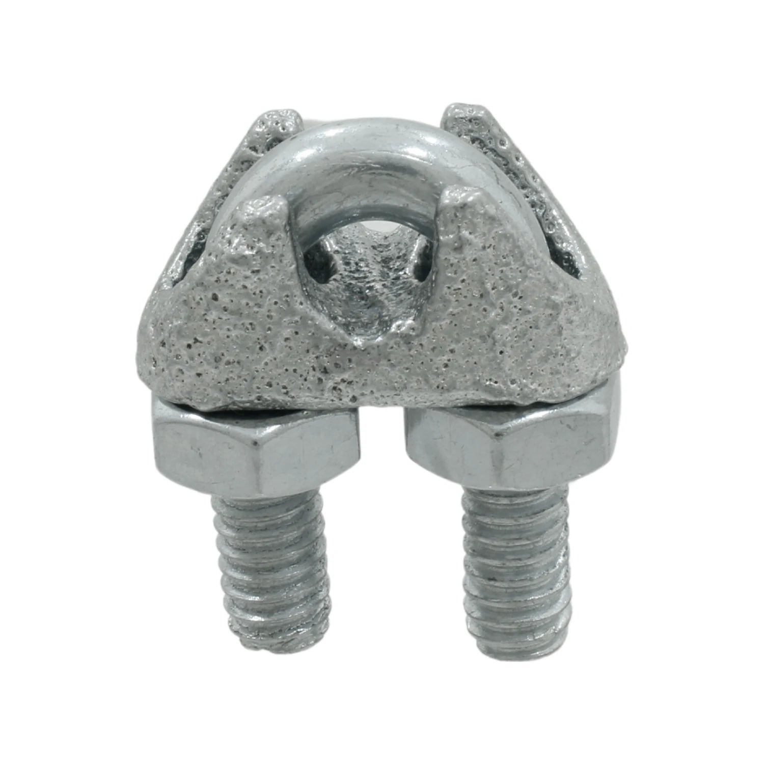 Nudo para cable de acero galvanizado en caliente, con perno en U y tuercas, para sujeción firme.