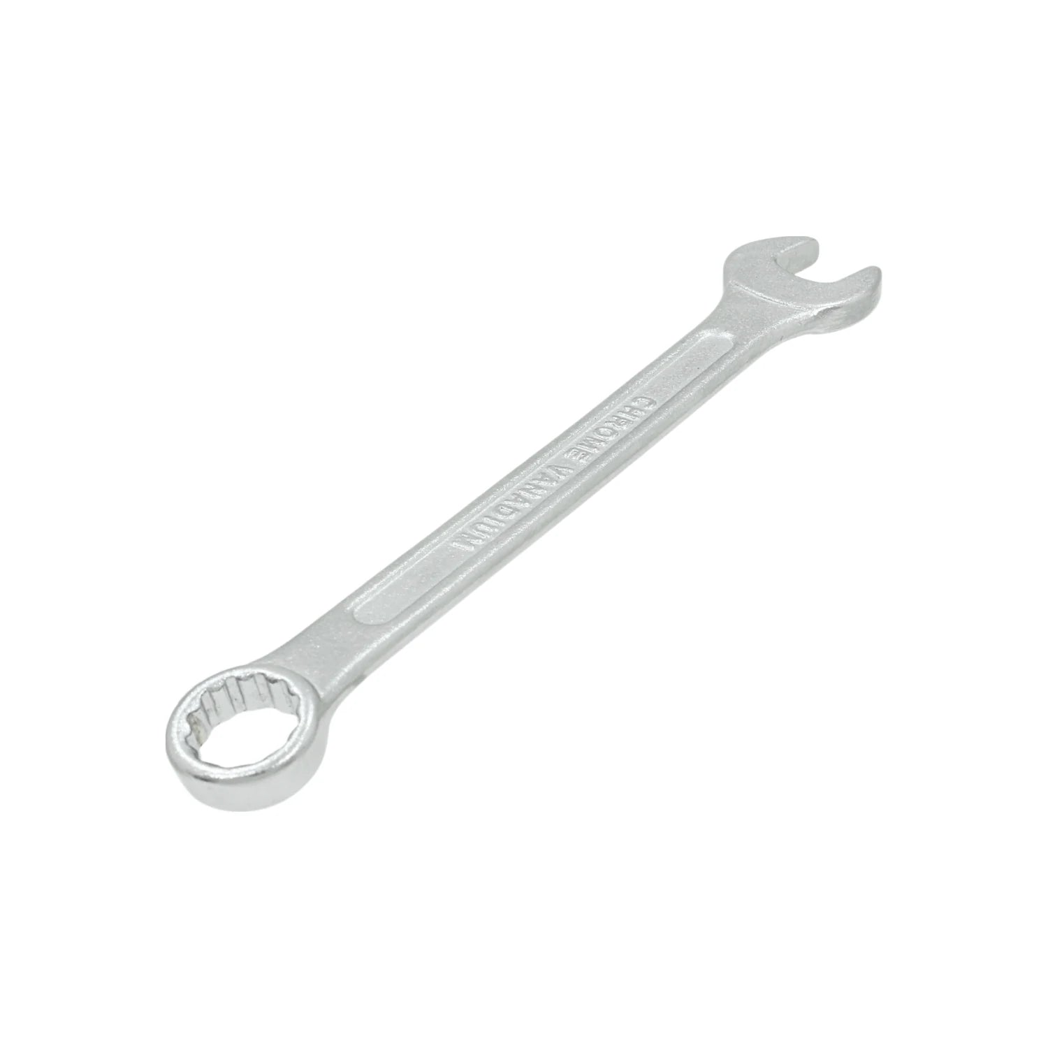 Llave mixta de cromo vanadio 7/16" con boca abierta y cerrada, ideal para mecánica y mantenimiento.
