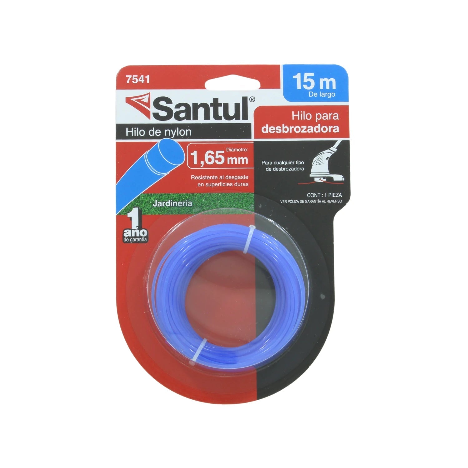 Hilo de nylon azul Santul 7541 para desbrozadora 1.65 mm x 15 m resistente a desgaste