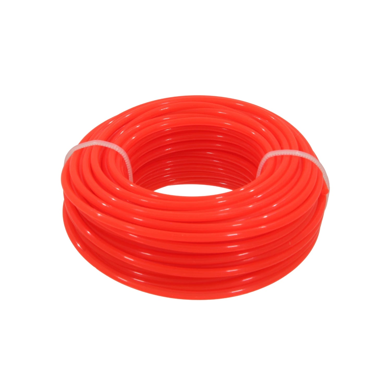 Hilo de desbrozadora naranja brillante 2.4mm, en rollo. Repuesto resistente para corte de pasto y jardín.
