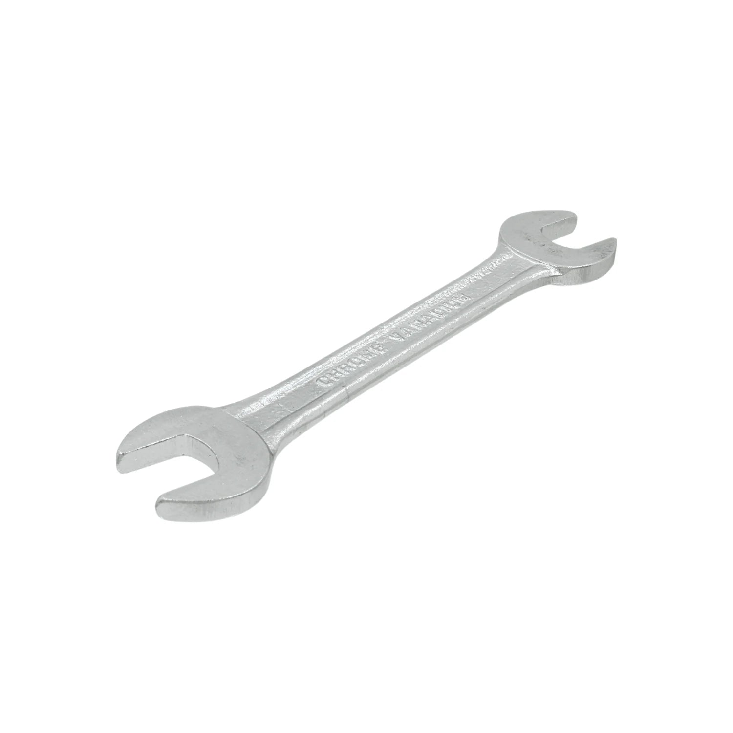 Llave española de doble boca fija, acero cromo vanadio, acabado cromado brillante, para taller.