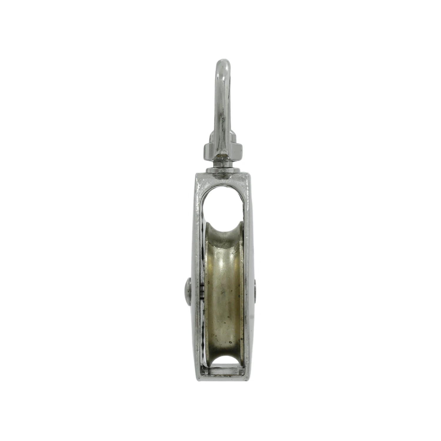Polea simple de metal con ojo giratorio para cuerda o cable, garrucha resistente de elevación y carga.