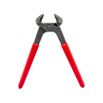 Tenaza para carpintero con mangos rojos, cuerpo de acero cromo vanadio para cortes robustos.