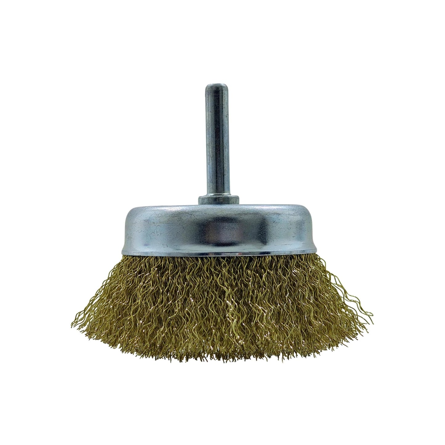 Carda de copa para taladro, cerdas de alambre ondulado de latón para limpieza, desbaste y pulido.