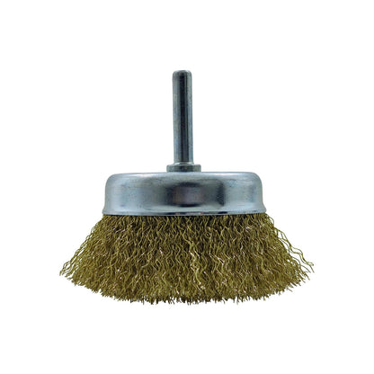 Carda de copa para taladro, cerdas de alambre ondulado de latón para limpieza, desbaste y pulido.