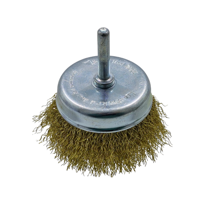 Carda de copa para taladro de alambre latonado 2 3/4", modelo 7905, para desbaste y limpieza.