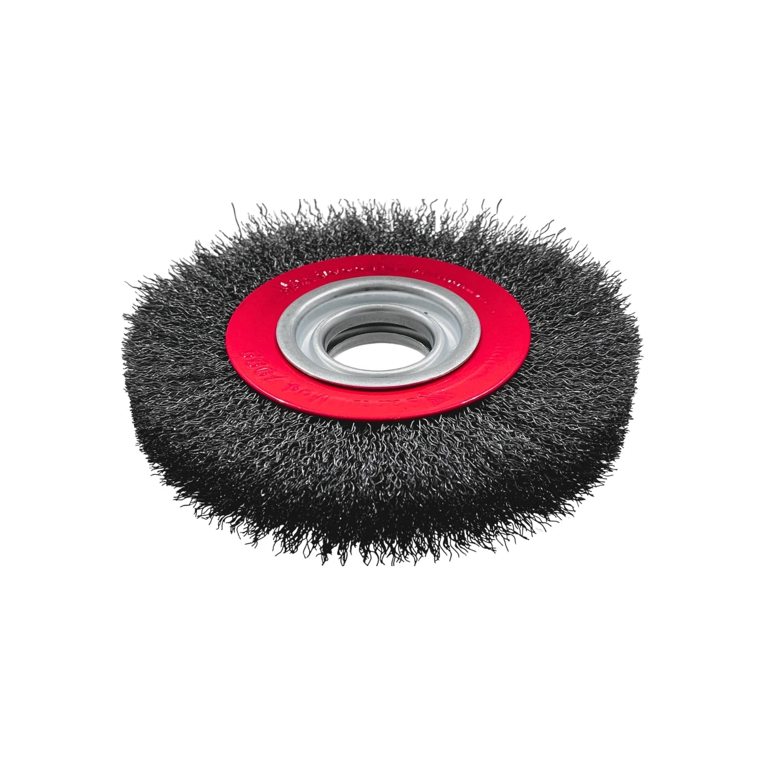 Carda plana ondulada de acero para esmeriladora, cepillo metálico gris con disco central rojo