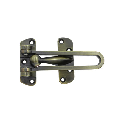Pestillo de seguridad para puerta tipo barra pivotante en acabado bronce antiguo, ideal para seguridad del hogar