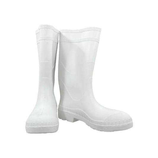 Bota sanitaria blanca de hule resistente al agua para entornos industriales y de limpieza