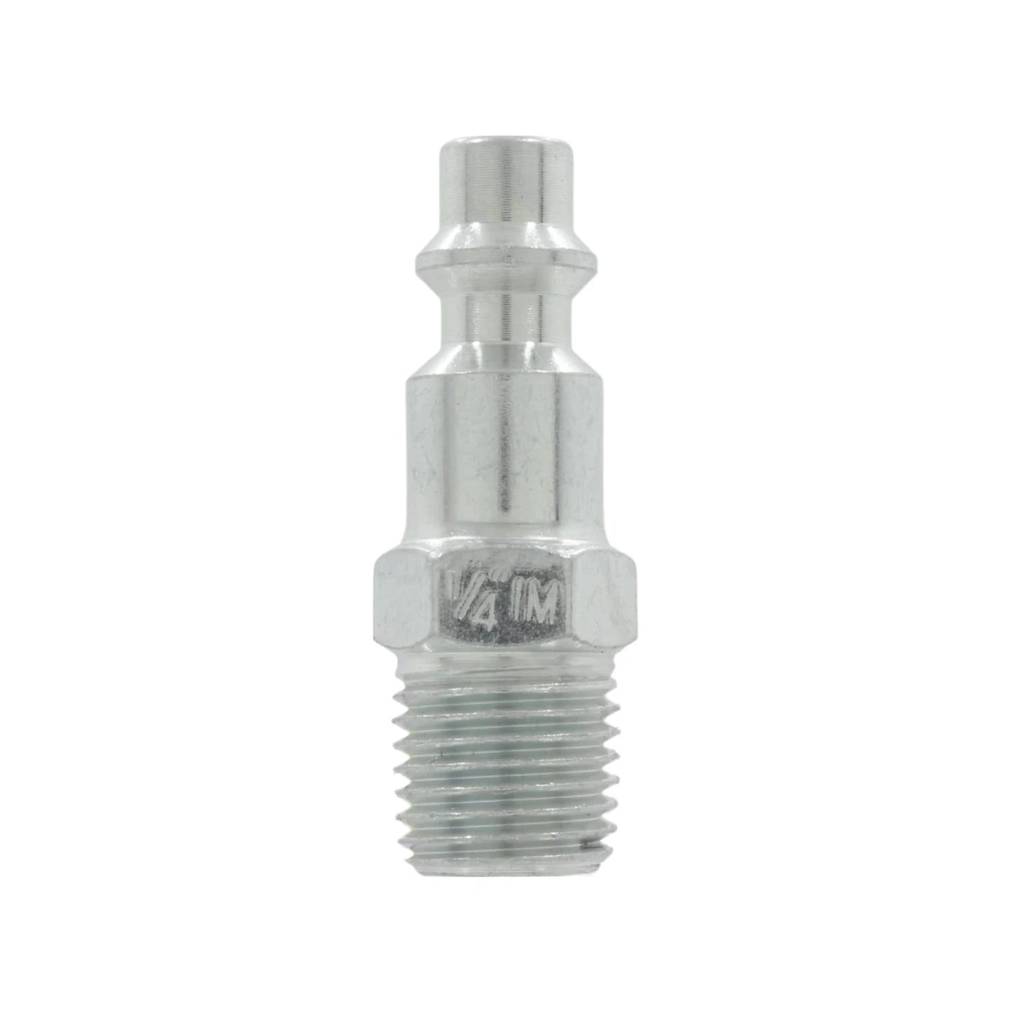 Conector rápido macho de 1/4 pulgada con rosca externa para compresora, acabado cromado