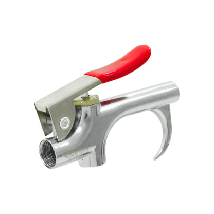 Pistola de aire para sopletear Santul cromada 1/4" con gatillo rojo y gancho, para limpieza.