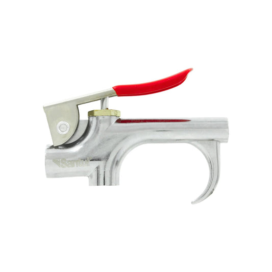 Pistola de aire para sopletear Santul con gatillo rojo y acabado cromado, conexión 1/4"