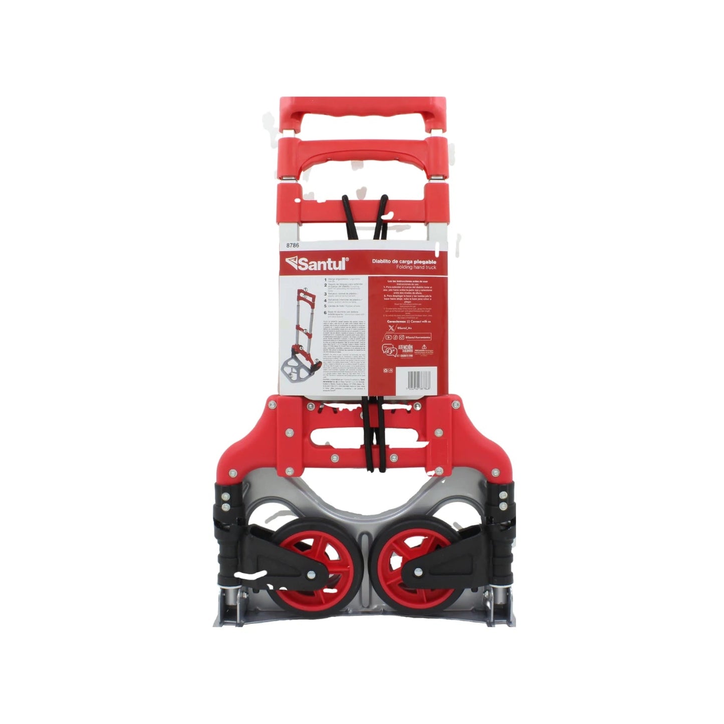 Diablo de carga plegable Santul 8786 rojo y gris, carrito de mano compacto para transporte de materiales