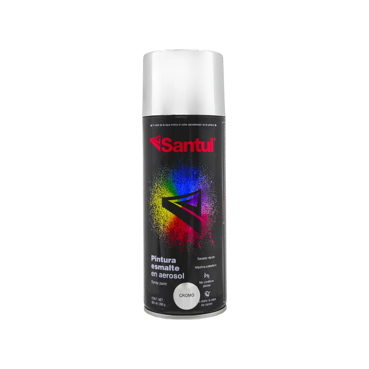 Pintura en aerosol Santul cromo metálico 300 ml esmalte brillante para acabados decorativos