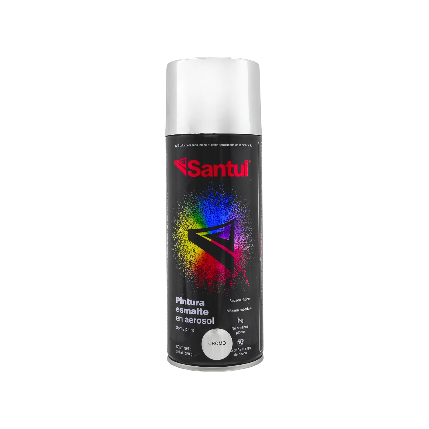 Pintura en aerosol Santul cromo metálico 300 ml esmalte brillante para acabados decorativos