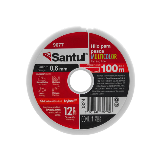 Hilo de pesca Santul 9077 multicolor 0.6mm x 100m de nylon para ferretería y manualidades