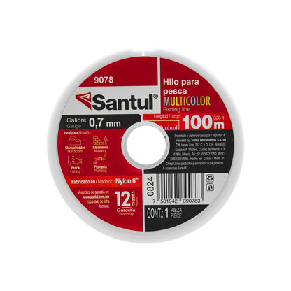 Hilo de pesca Santul multicolor 0.7mm x 100m de nylon, ideal para pesca, albañilería y manualidades