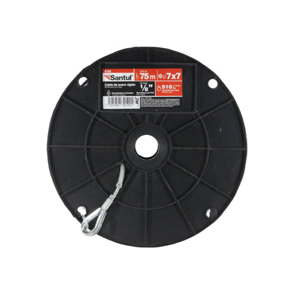 Cable de acero Santul 9190, recubierto PVC, 1/8" x 75m, construcción 7x7, carga 510kg, con guardacabos.