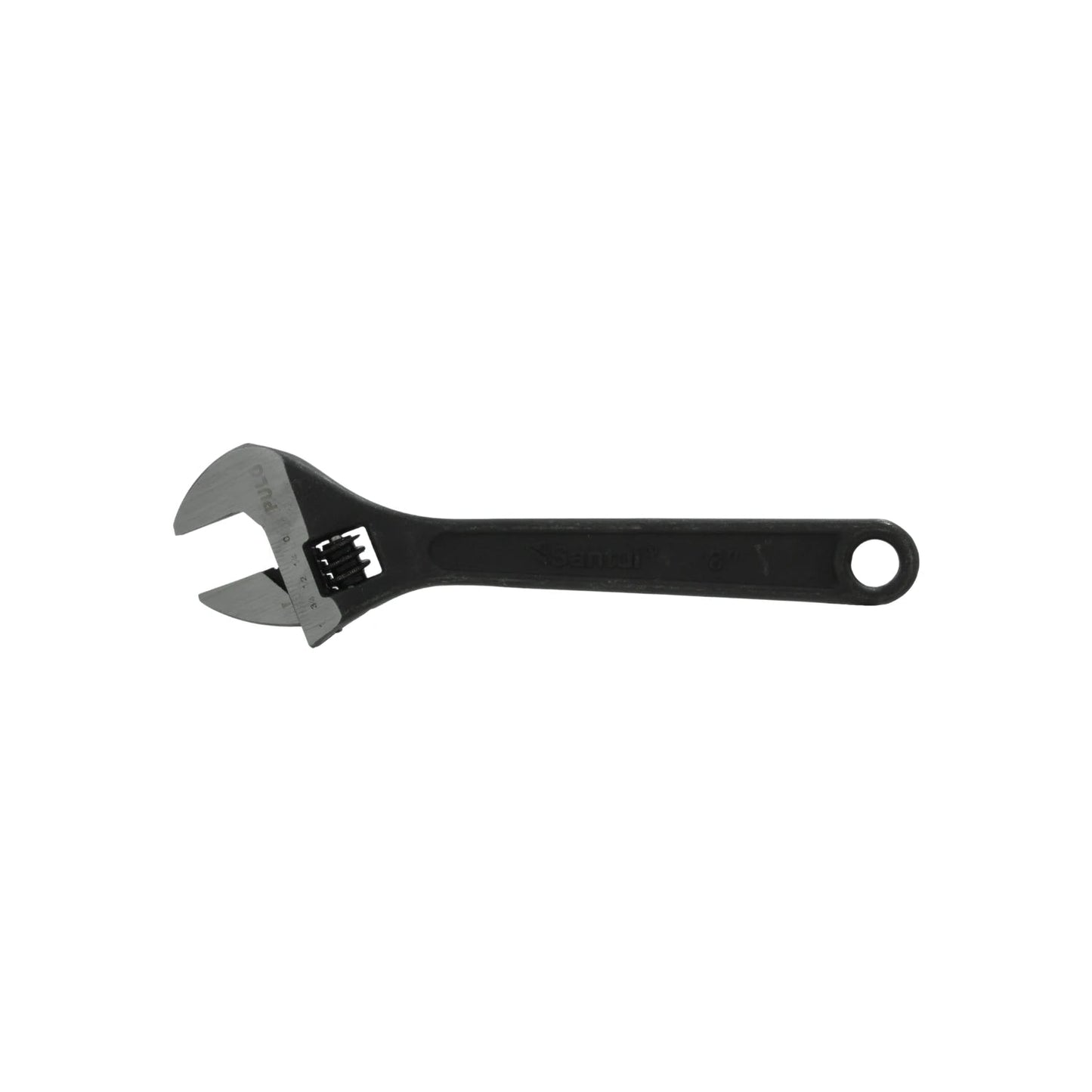 Llave ajustable Santul 8 pulgadas pavonada negra. Herramienta perica de mano con escala.