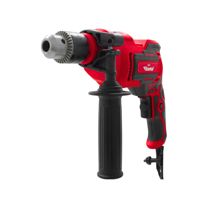 Taladro percutor Santul rojo y negro con mango auxiliar ergonómico y mandril de 1/2 pulgada