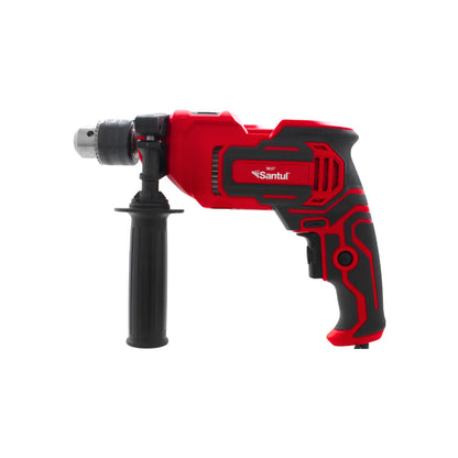Taladro percutor Santul 9637 rojo y negro con mango auxiliar ajustable para perforación en concreto y metal