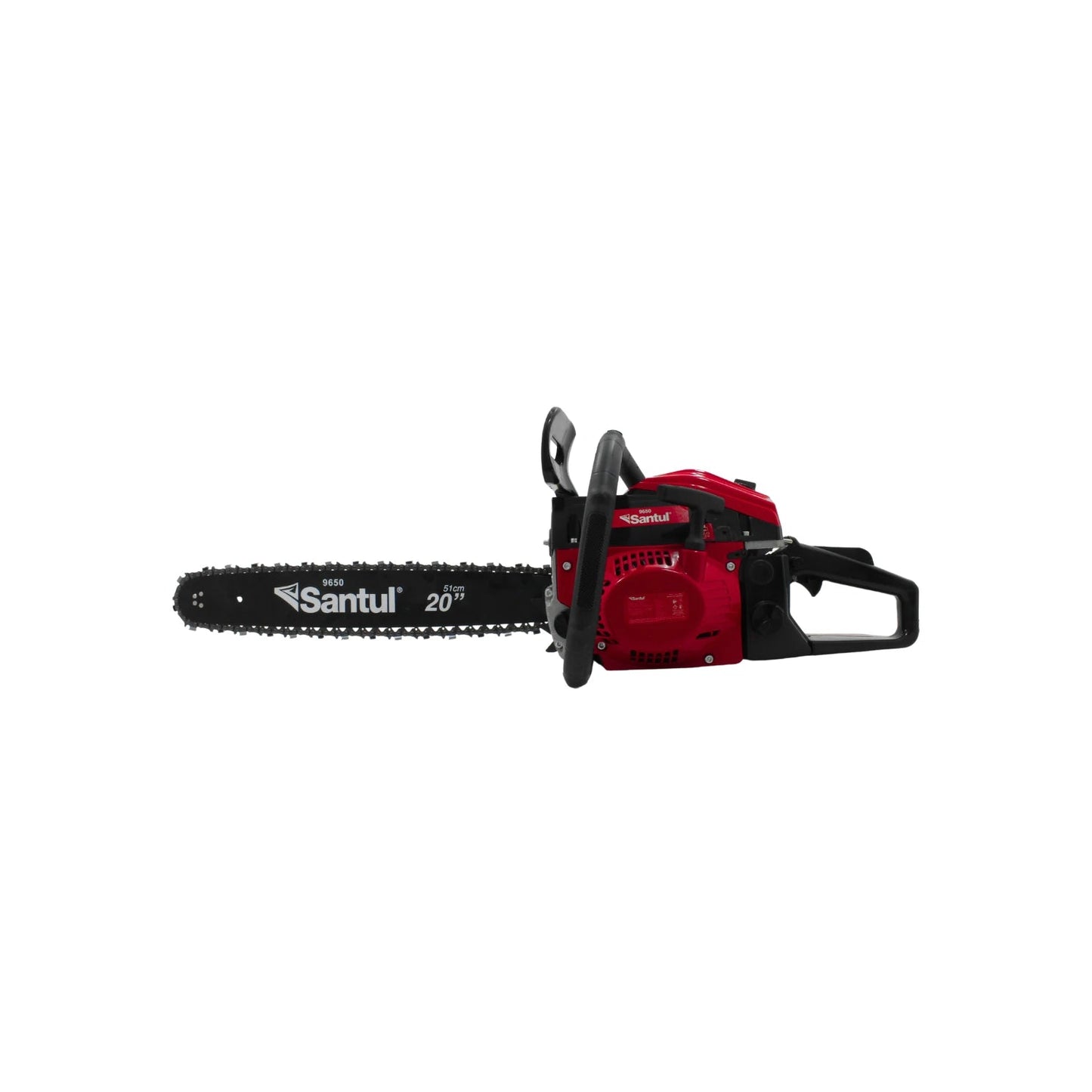 Motosierra a gasolina Santul 9650 roja y negra con barra de 20 pulgadas (51cm)