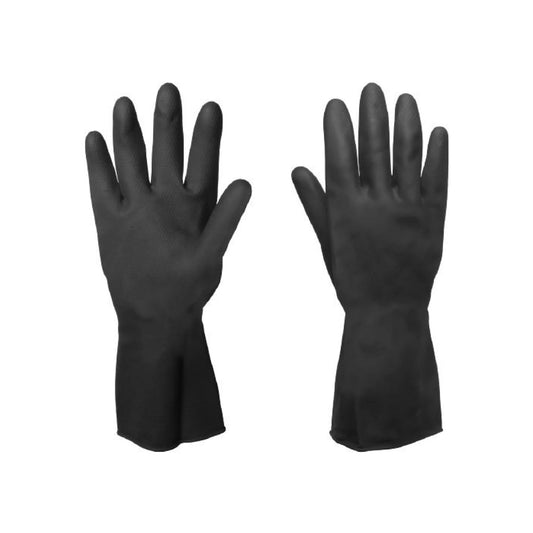 Guantes de hule negros, resistentes para uso rudo, protección en trabajos de ferretería y limpieza