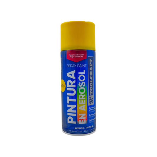 Pintura en aerosol amarillo girasol Toolcraft 400ml acrílica para interior/exterior, secado rápido, resistente a corrosión