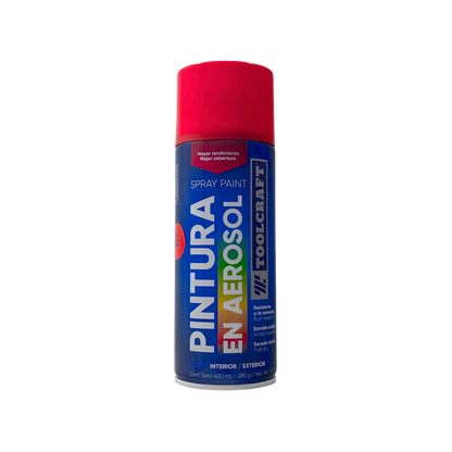 Pintura en aerosol roja Toolcraft 400ml. Esmalte acrílico de secado rápido, anticorrosión.