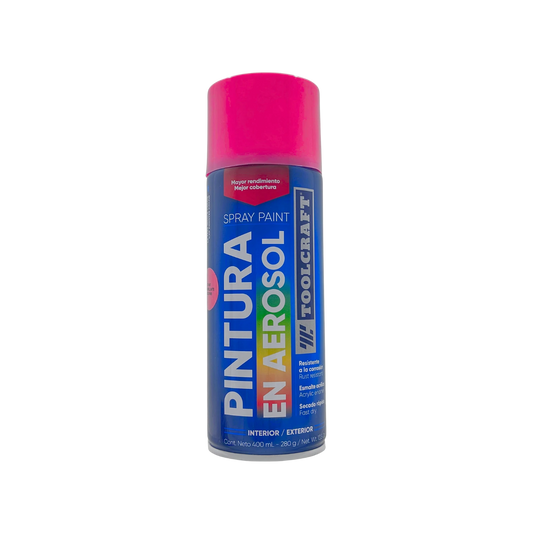 Pintura en aerosol Toolcraft rosa brillante esmalte acrílico 400ml interior exterior secado rápido anticorrosión