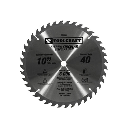 Disco sierra circular Toolcraft 10 pulgadas 40 dientes para corte de madera, dientes de carburo de tungsteno